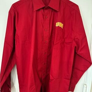 Univ of Southern California Men's Red Cardinal Button-Down Shirt